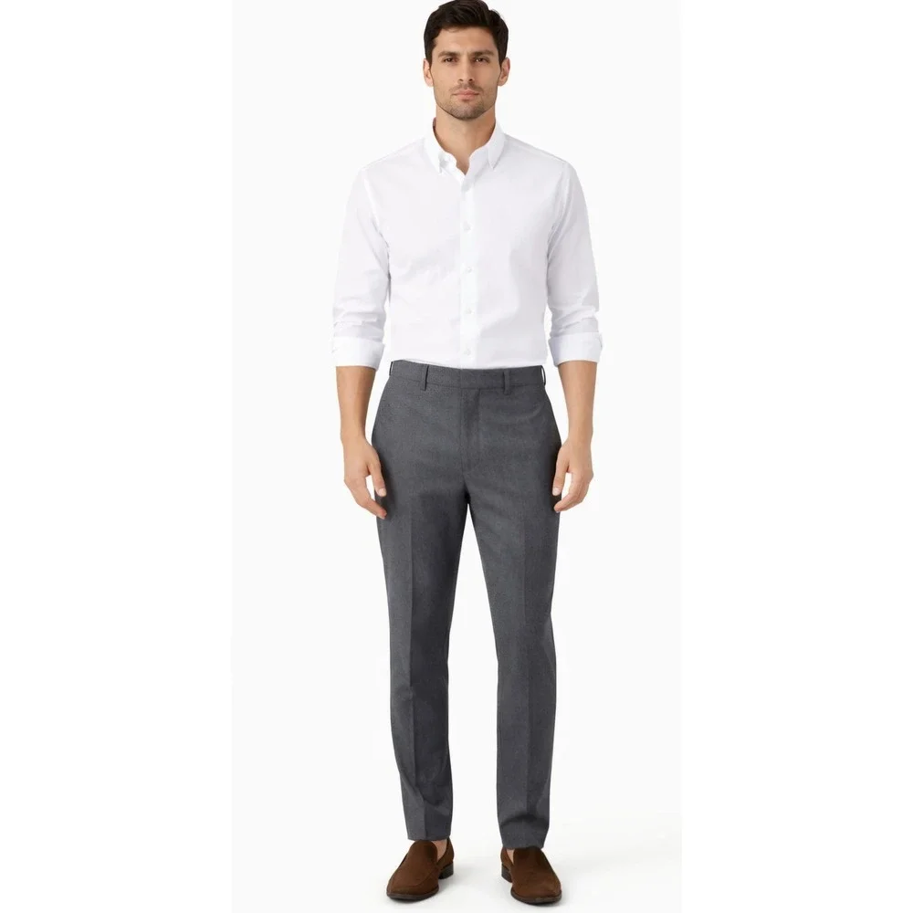 PERRY ELLIS Slim Fit Flex Stretch Dress‎ Pants 32x30 Washable Suit Gray